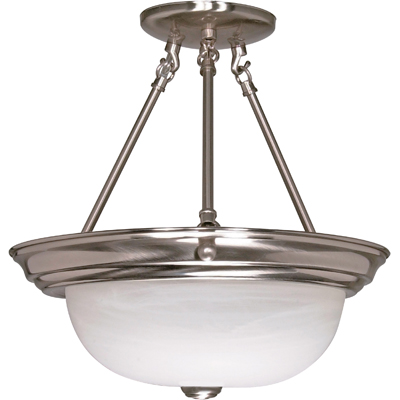 Nuvo Lighting 60/3185  2 Light 13" Semi-Flush with Alabaster Glass - (2) 13w GU24 Lamps Included in Brushed Nickel Finish